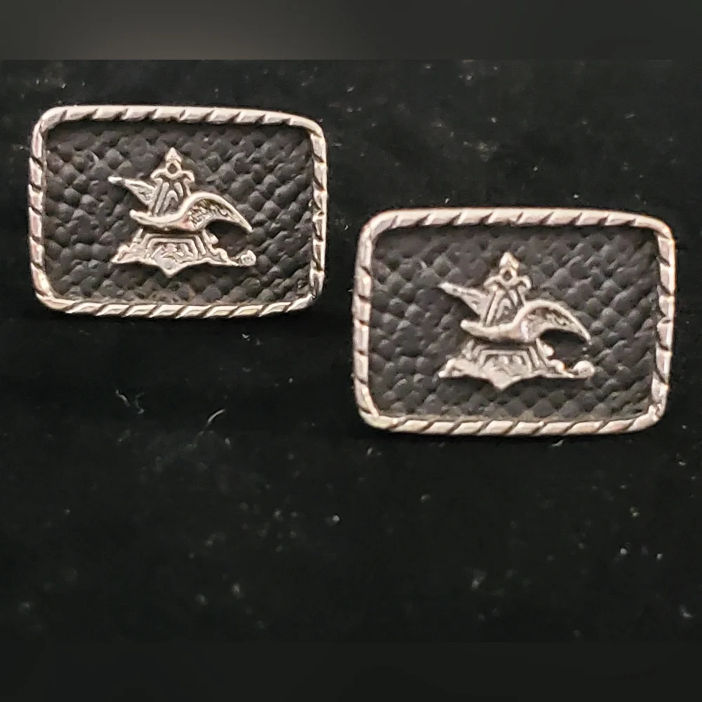 Anheiser Busch Emblem Cufflinks Vintage Eagle A Silver Tone